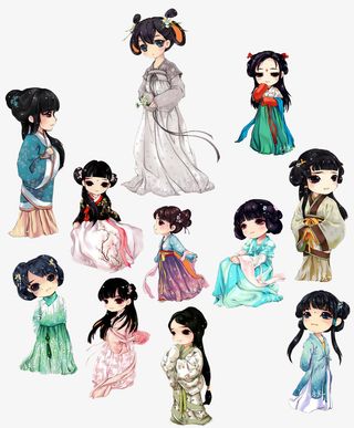 卡通汉服人物集锦图片免抠