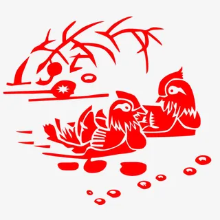 鸳鸯剪纸素材免抠 鸳鸯剪纸素材免抠