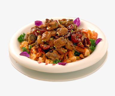 盘子里的美食炒菜排骨免抠