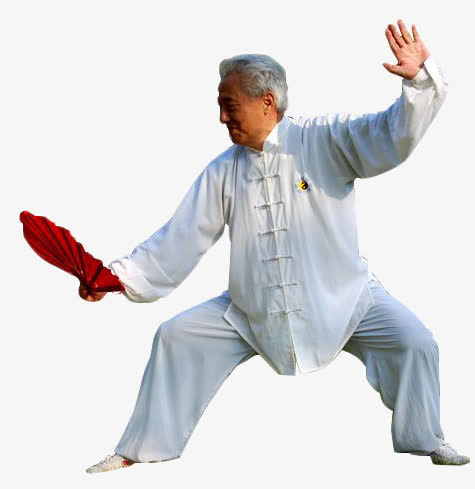 晨练老人锻炼中式服装免抠