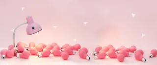 卡通童趣灯泡梦幻灯光粉色背景高清