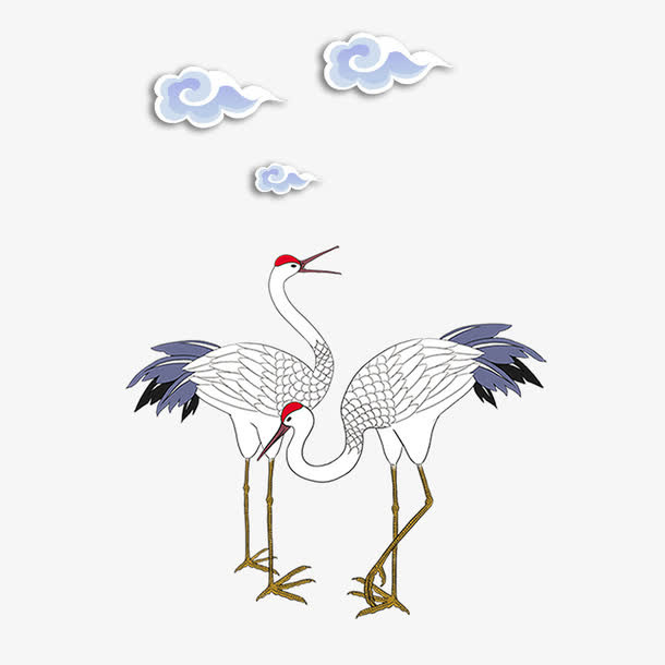 手绘丹顶鹤免抠素材免抠