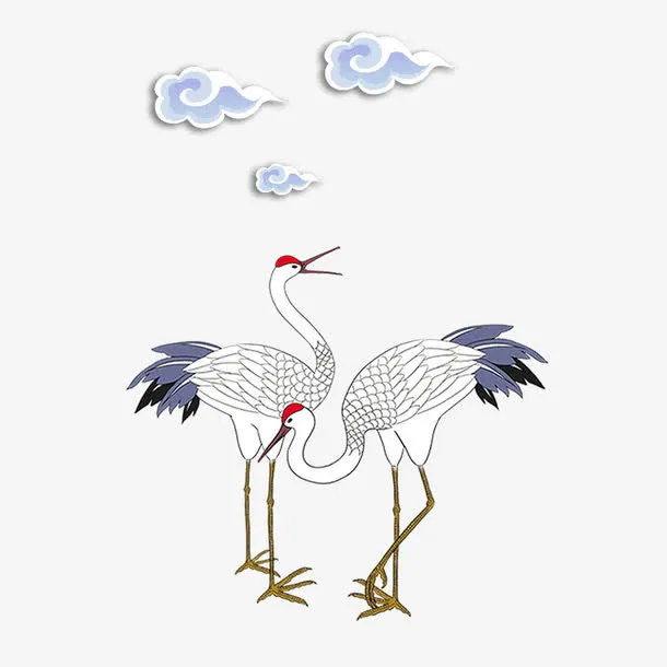 手绘丹顶鹤免抠素材免抠