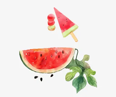 手绘水彩西瓜免抠