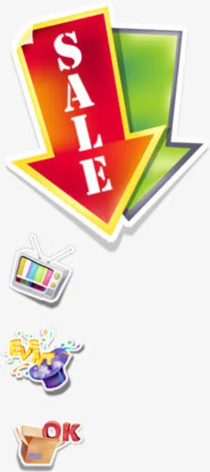 手绘红绿色箭头图标免抠