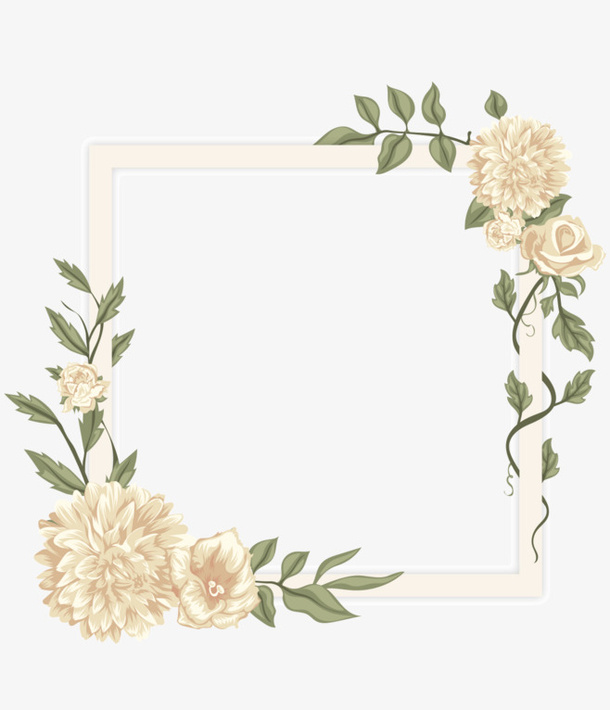 春日手绘花环免抠