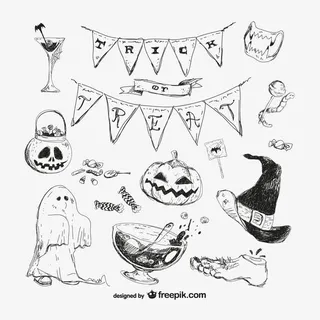 万圣节手绘矢量图免抠