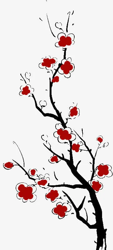 梅花手绘梅花水墨梅花免抠