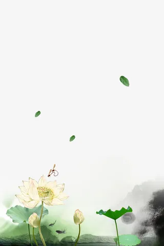 池塘荷花免抠