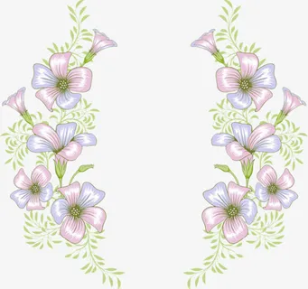 对称性淡色花朵边框免抠