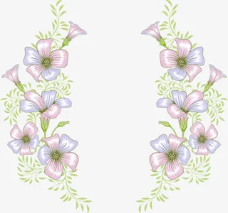 对称性淡色花朵边框免抠