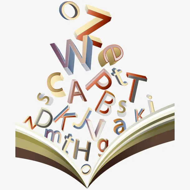 书中飞出的英文字母免抠