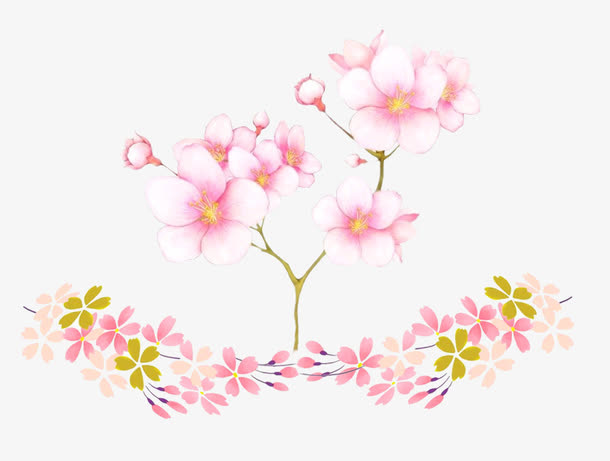 桃花挑花手绘稿图片素材免抠