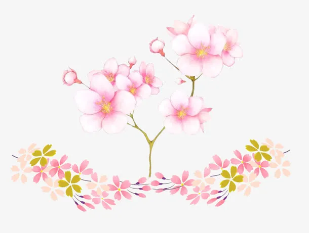 桃花挑花手绘稿图片素材免抠