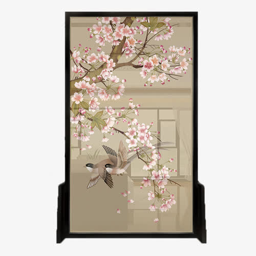 时尚梅花透明屏风免抠