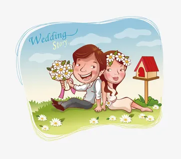 卡通新郎新娘免抠