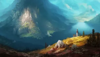 蓝天梦幻田野山峰免抠