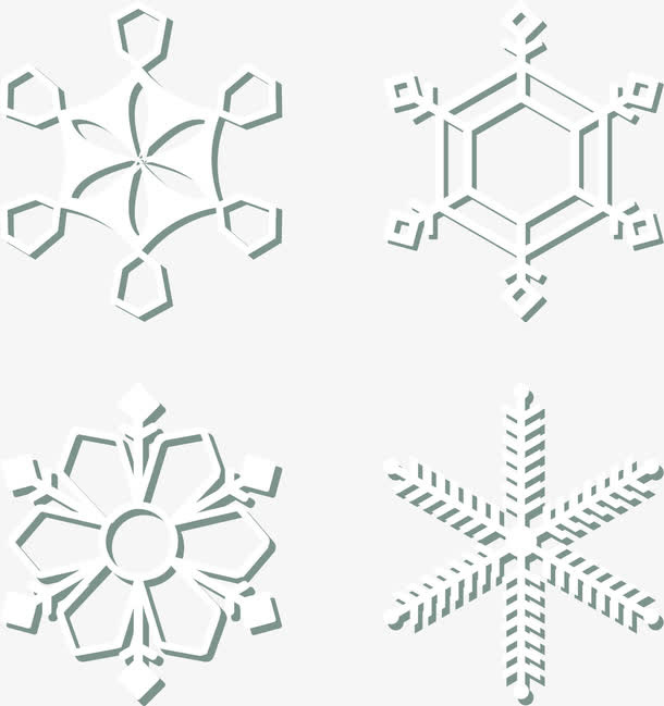 白色雪花矢量漫天飞雪素材免抠