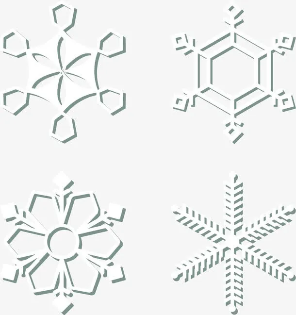 白色雪花矢量漫天飞雪素材免抠