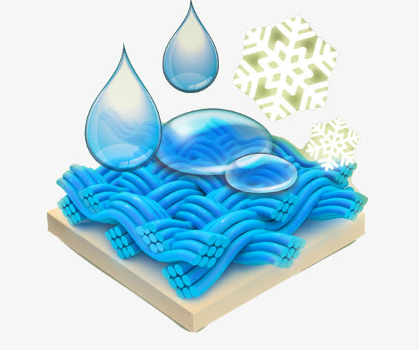 蓝色渗透雪花水滴免抠
