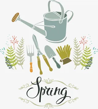 春天园丁耕种免抠