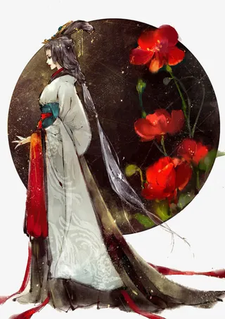 唯美古风女子插画免抠