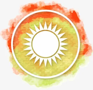 手绘红色水墨晕染圆形太阳免抠