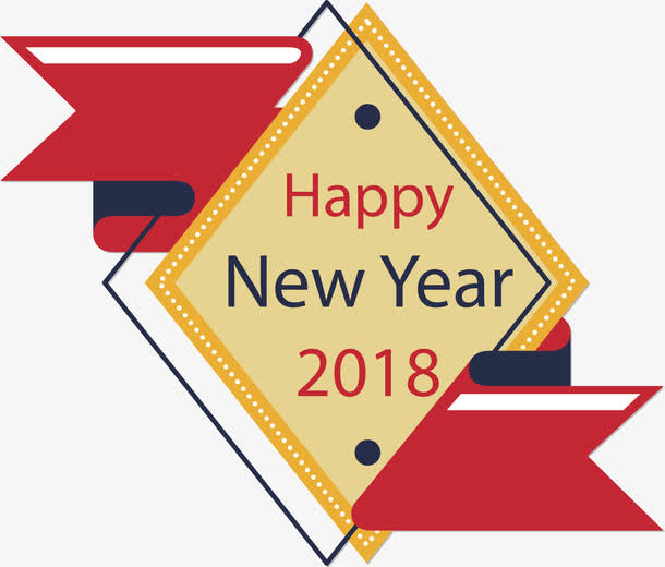 矢量扁平新年菱形标签免抠