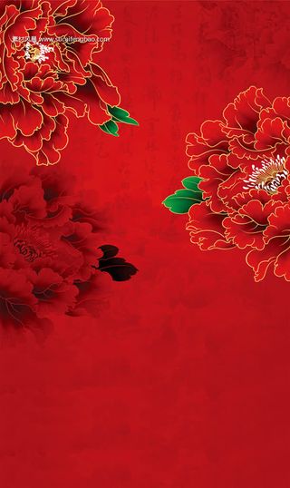 红色喜庆牡丹背景图片