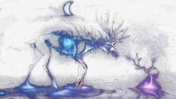 奇异生物鹿唯美壁纸免抠
