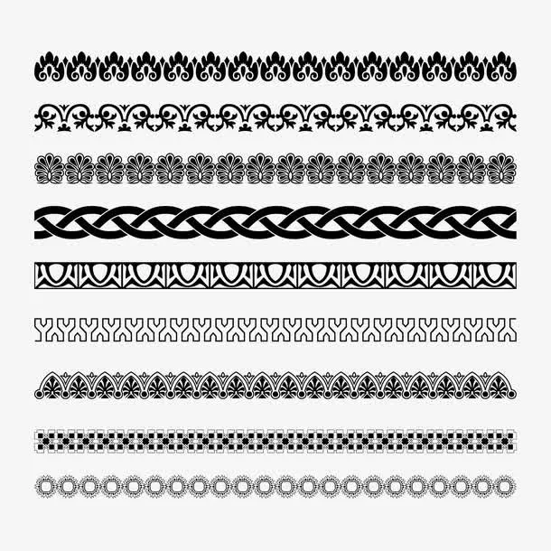 矢量黑色简单花纹合集素材免抠