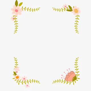 花朵绿叶边框免抠