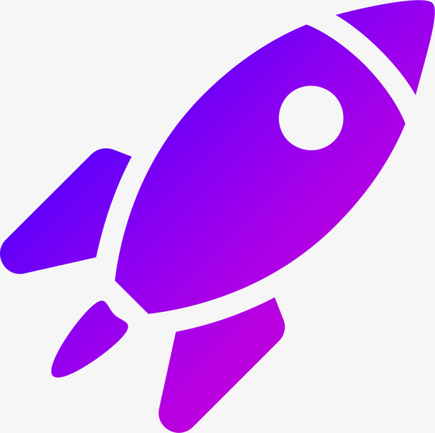 蓝紫色，渐变，火箭1，矢量，放大，方便免抠