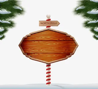 雪地上的指路牌免抠