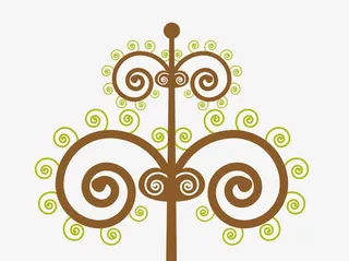 棕色线条卡通小树免抠