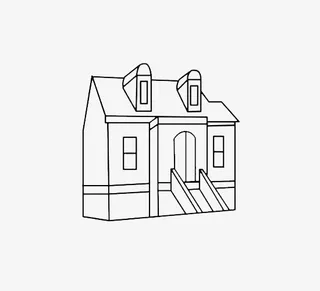 立体楼房简笔画图案免抠