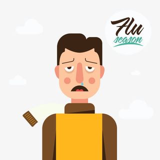 流感季节感冒的男子矢量素材免抠