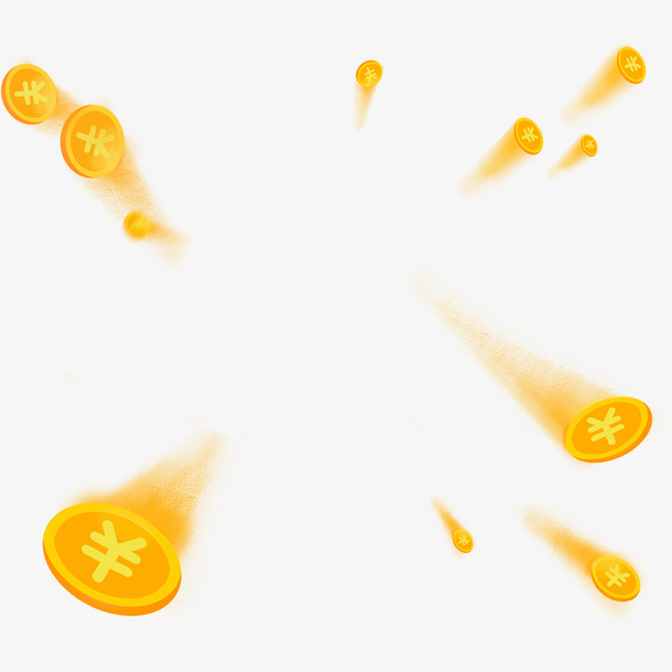手绘矢量飞舞的硬币耘免抠