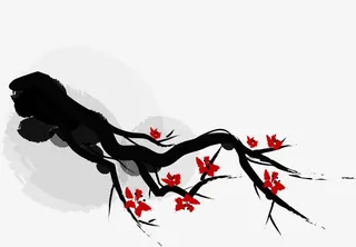 中国风的水墨梅花免抠
