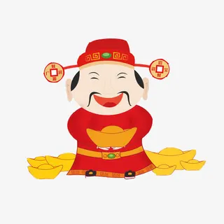 财神拜年手绘画素材图片免抠