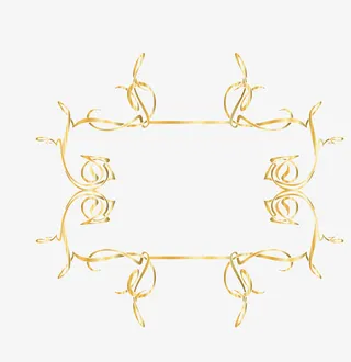 中国风金色渐变花纹边框免抠