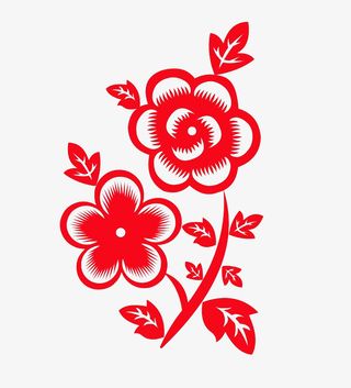 剪纸梅花梅花免抠装饰植物元素