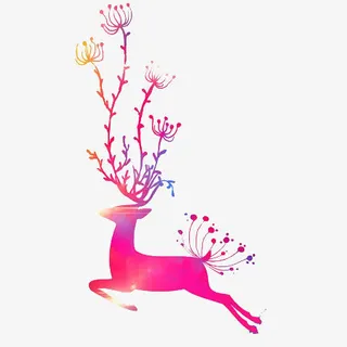 彩色圣诞驯鹿免抠