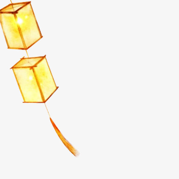 古风手绘黄色灯笼免抠
