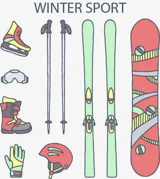 冬日运动设备免抠