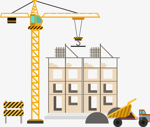 手绘卡通工程工地素材免抠