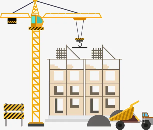 手绘卡通工程工地素材免抠