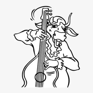 手绘 动物 卡通 吉他 牛免抠