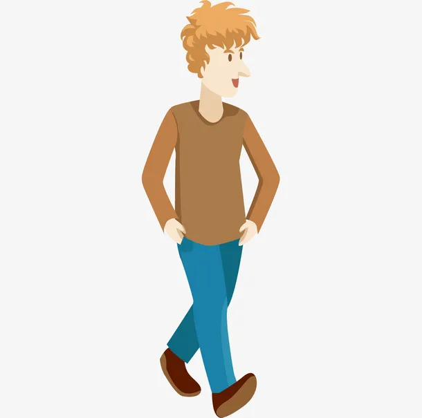 走路的卡通小男孩免抠