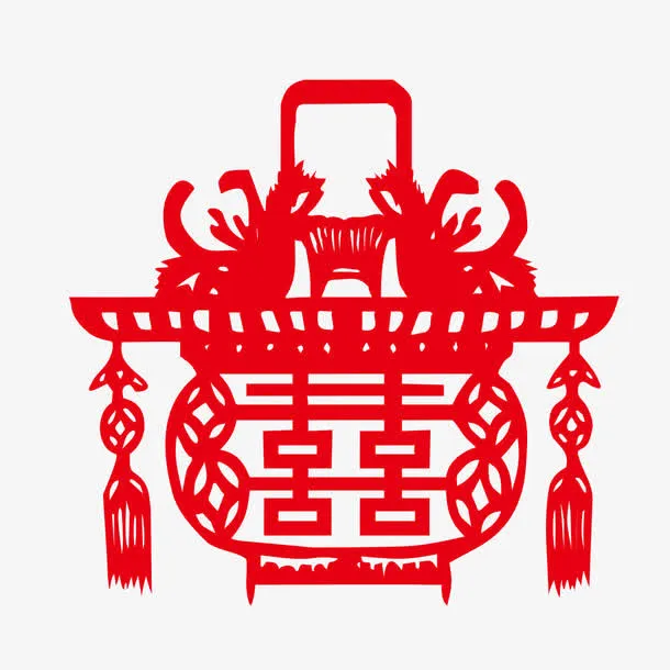 新年喜字灯笼剪纸免抠